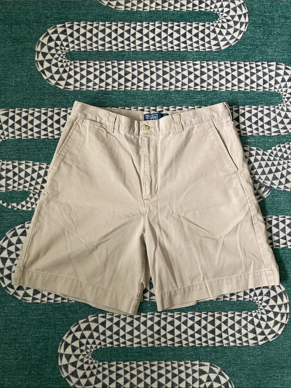 Vintage Polo by Ralph Lauren Beige Flat-Front Cotton Shorts